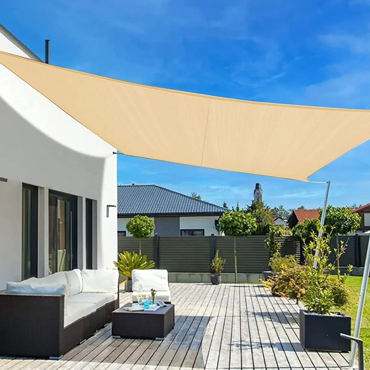 GENERICO - MALLAS SOMBREADORA TOLDO VELA RECTANGULAR COLOR BEIGE
