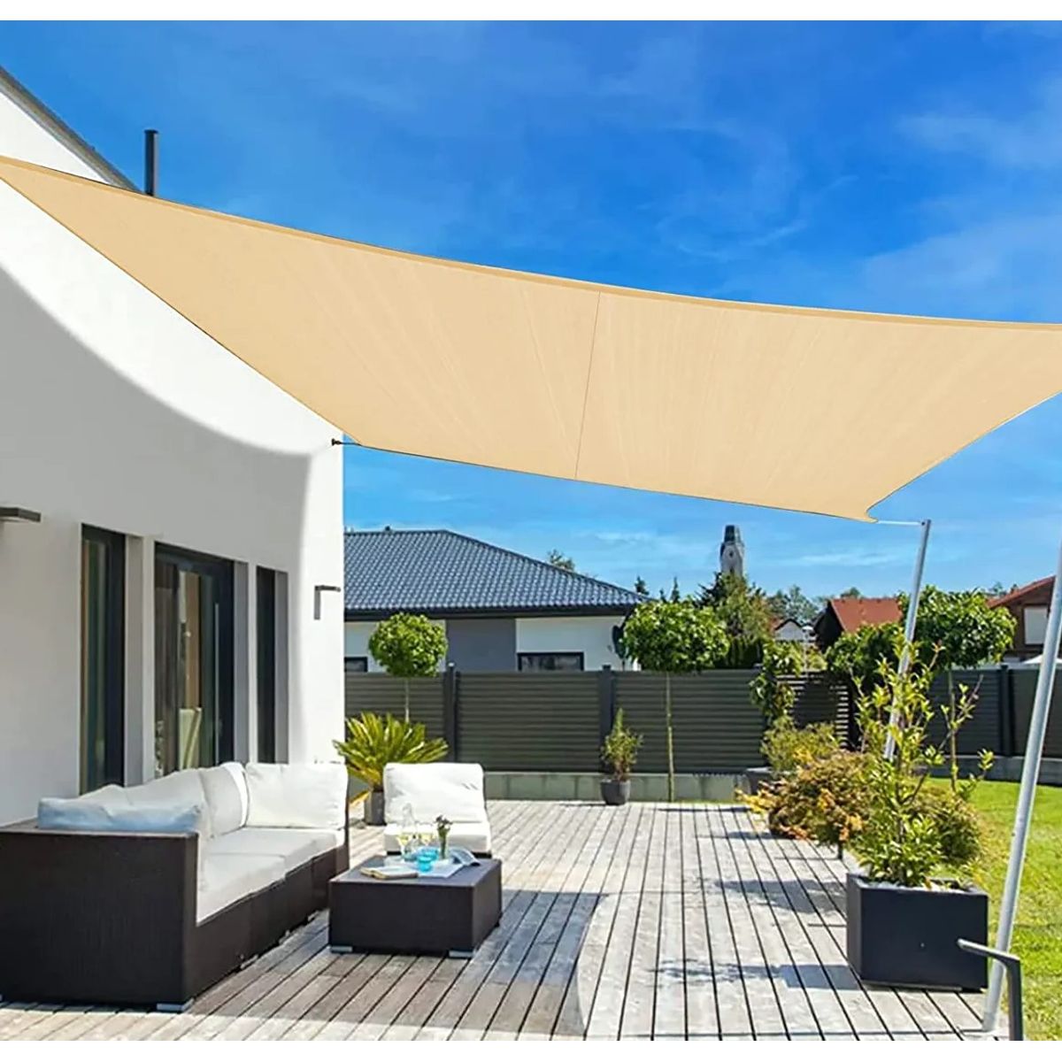 GENERICO - MALLAS SOMBREADORA TOLDO VELA RECTANGULAR COLOR BEIGE