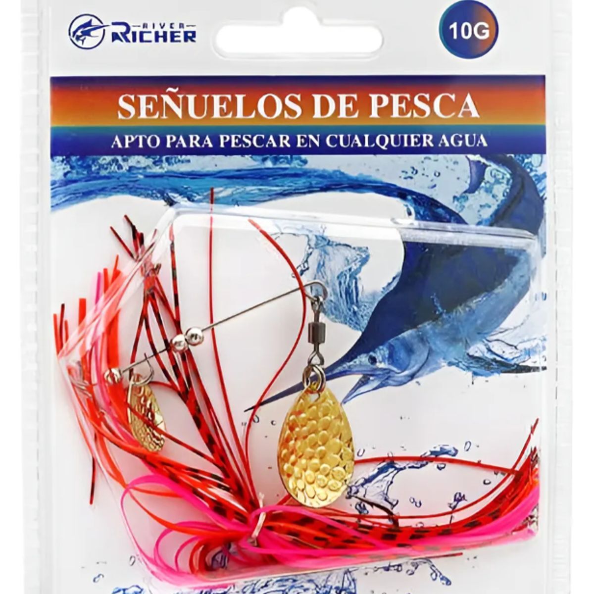 GENERICO - Set x 2 Señuelo Spinnerbait Doble Hoja 78mm Varios Colores