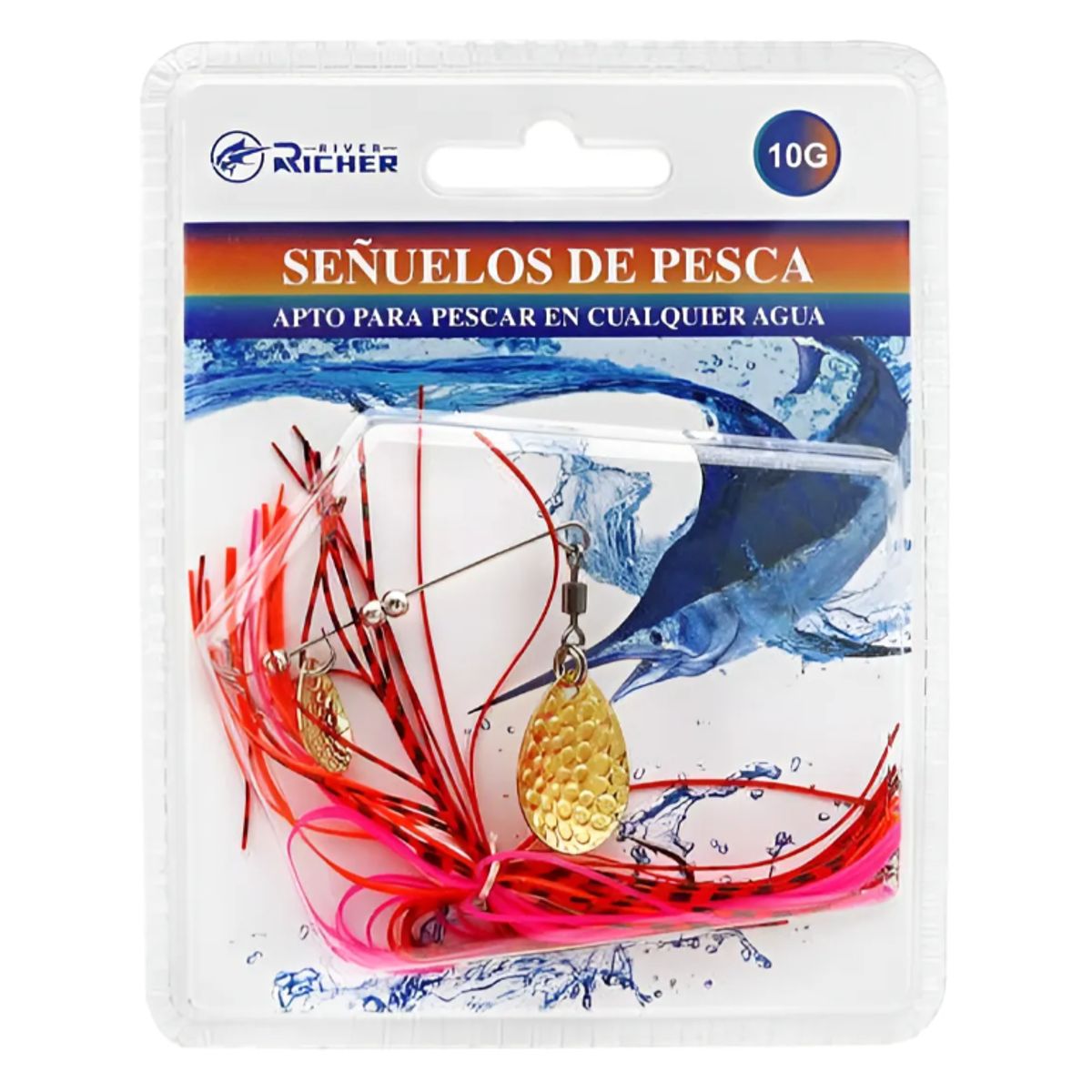GENERICO - Set x 2 Señuelo Spinnerbait Doble Hoja 78mm Varios Colores