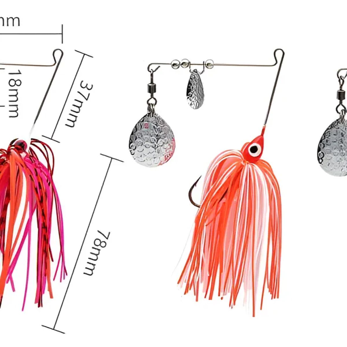 GENERICO - Set x 2 Señuelo Spinnerbait Doble Hoja 78mm Varios Colores