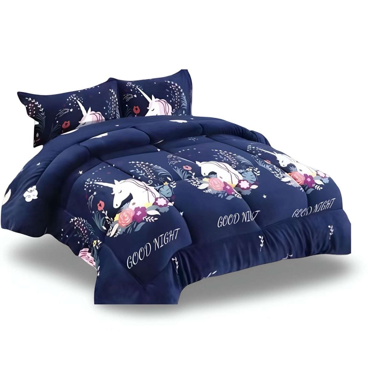 GENERICO - COBERTOR DE INVIERNO DISEÑO UNICORNIO DE NIÑA PLUSH CON CHIPORRO PLAZA Y MEDIA S40