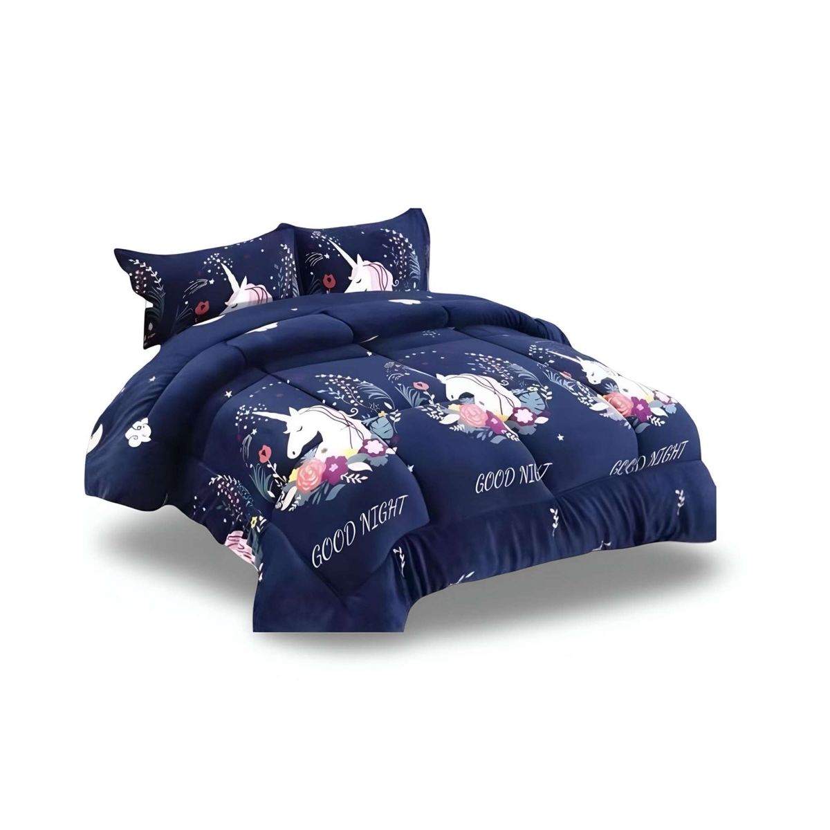 GENERICO - COBERTOR DE INVIERNO DISEÑO UNICORNIO DE NIÑA PLUSH CON CHIPORRO PLAZA Y MEDIA S40