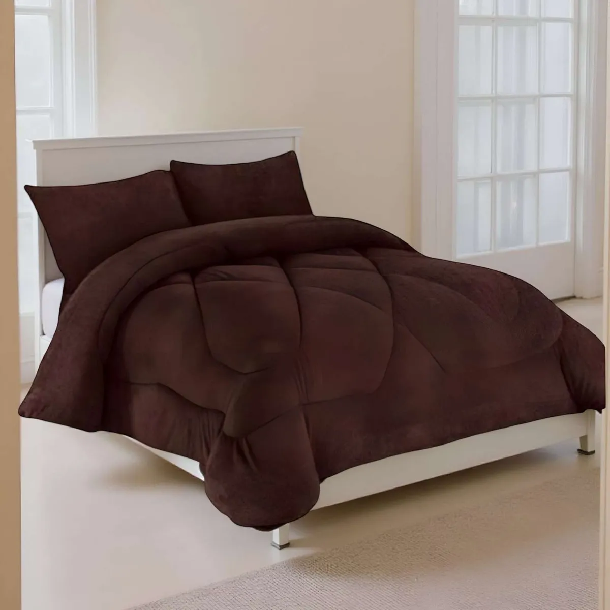 GENERICO - COBERTOR ELEGANTE DE INVIERNO UNICOLOR PLUSH CON CHIPORRO PLAZA Y MEDIA S51