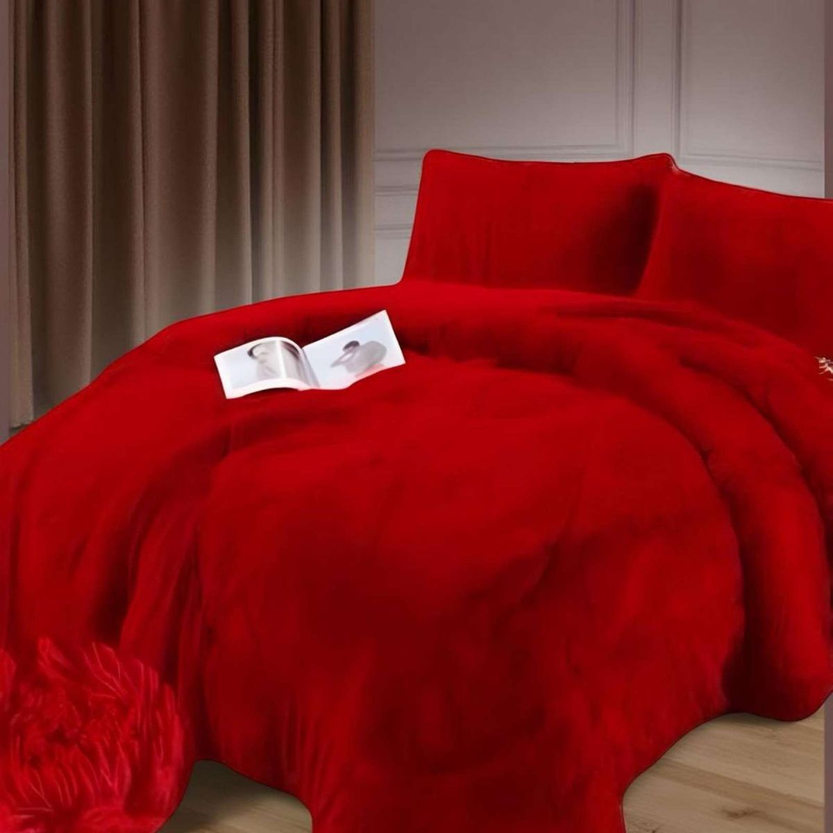 GENERICO - COBERTOR ELEGANTE CHIPORRO UNICOLOR PELUDO DE INVIERNO PLAZA Y MEDIA S61