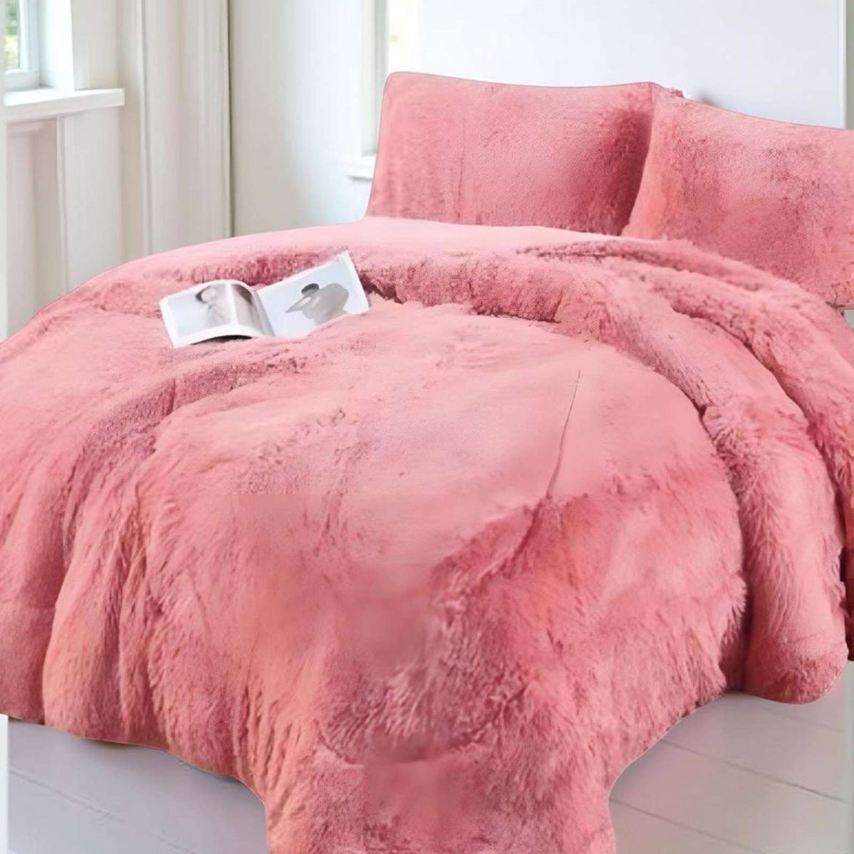 GENERICO - COBERTOR ELEGANTE CHIPORRO UNICOLOR PELUDO DE INVIERNO PLAZA Y MEDIA S63