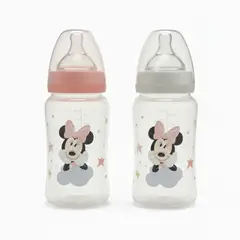 DISNEY - Set 2 Mamaderas Boca Ancha 240ml 0M+ Rosado