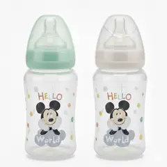 DISNEY - Set 2 Mamaderas Boca Ancha 240ml 0M+ Rosado