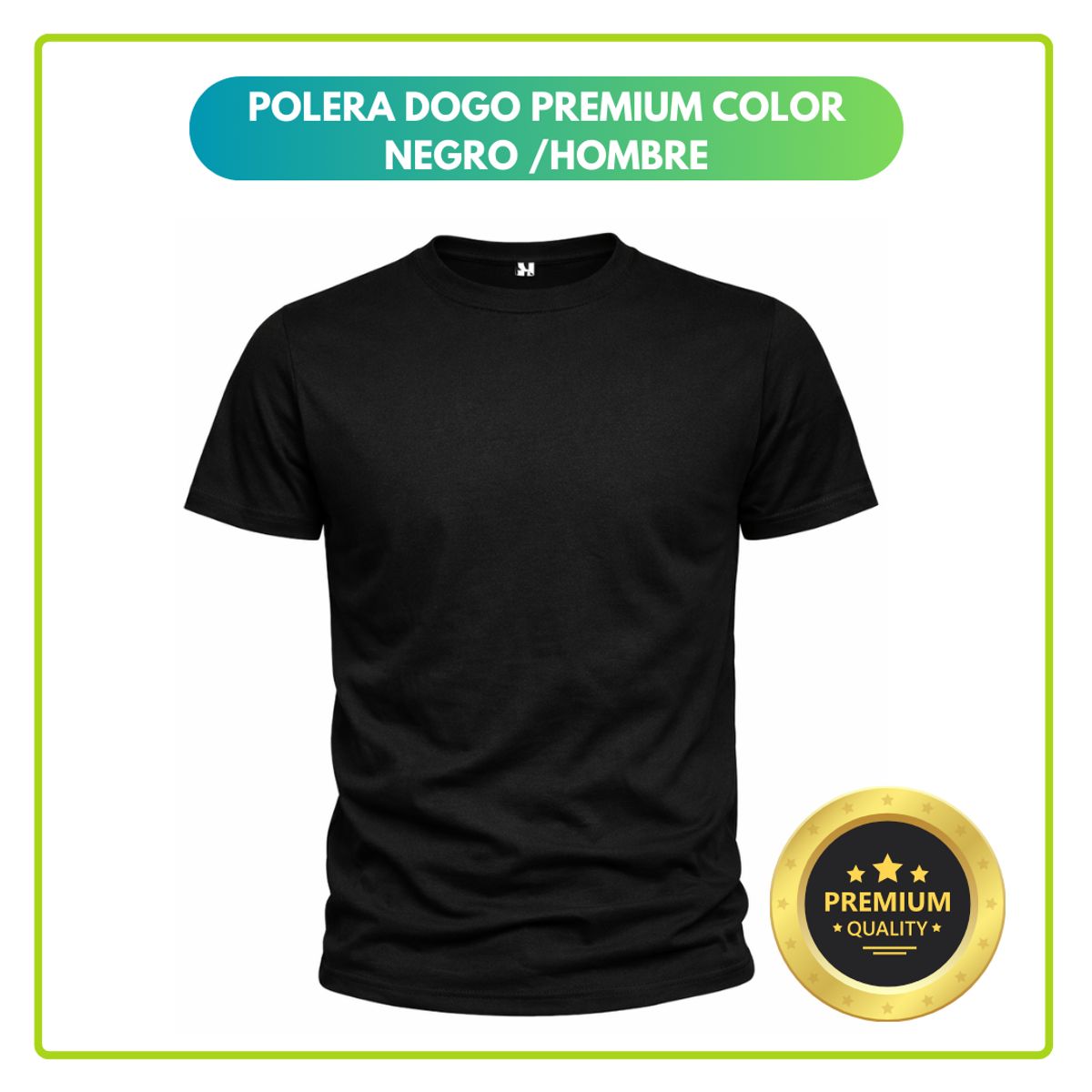 ROLY - Polera De Algodón Negra Unisex Manga Corta Dogo Premium / Negro