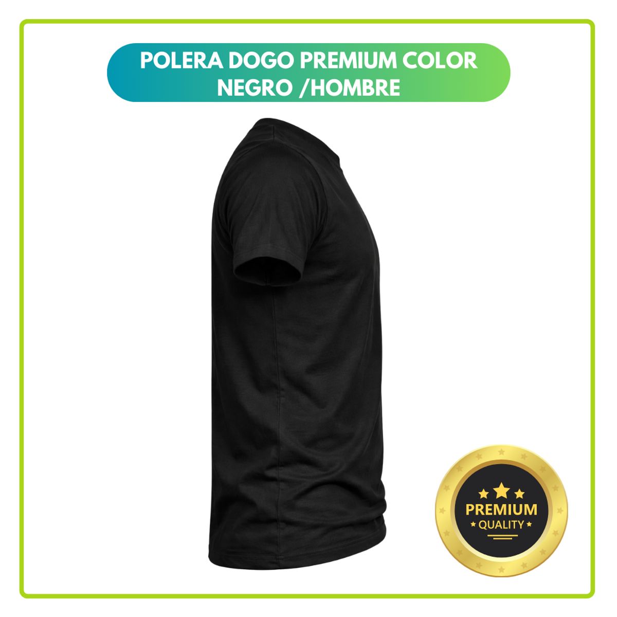ROLY - Polera De Algodón Negra Unisex Manga Corta Dogo Premium / Negro