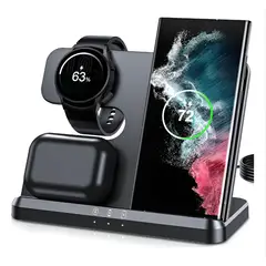 GENERICO - Base Stand 3 en1 Carga Rápida Para Samsung
