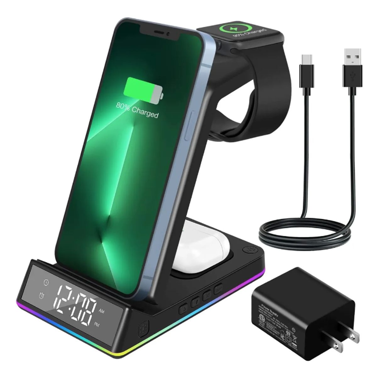 GENERICO - Base Stand 5 en1 Carga Rápida Para Samsung S25 S24 S23 S22 Ultra Plus
