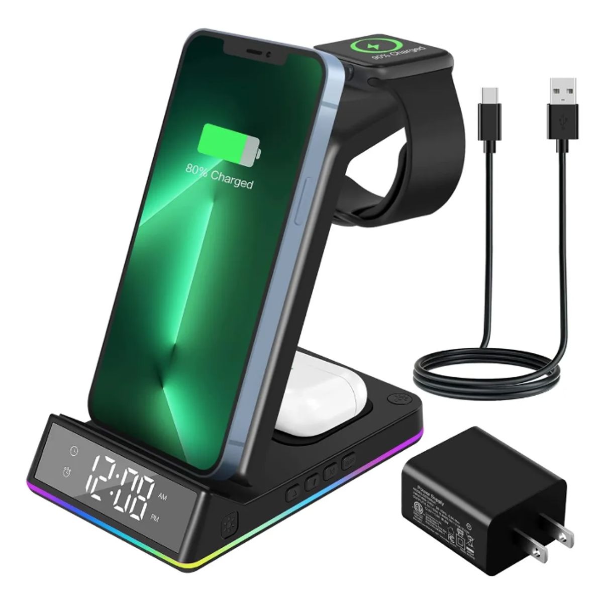 GENERICO - Base Stand 5 en1 Carga Rápida Para Samsung S25 S24 S23 S22 Ultra Plus
