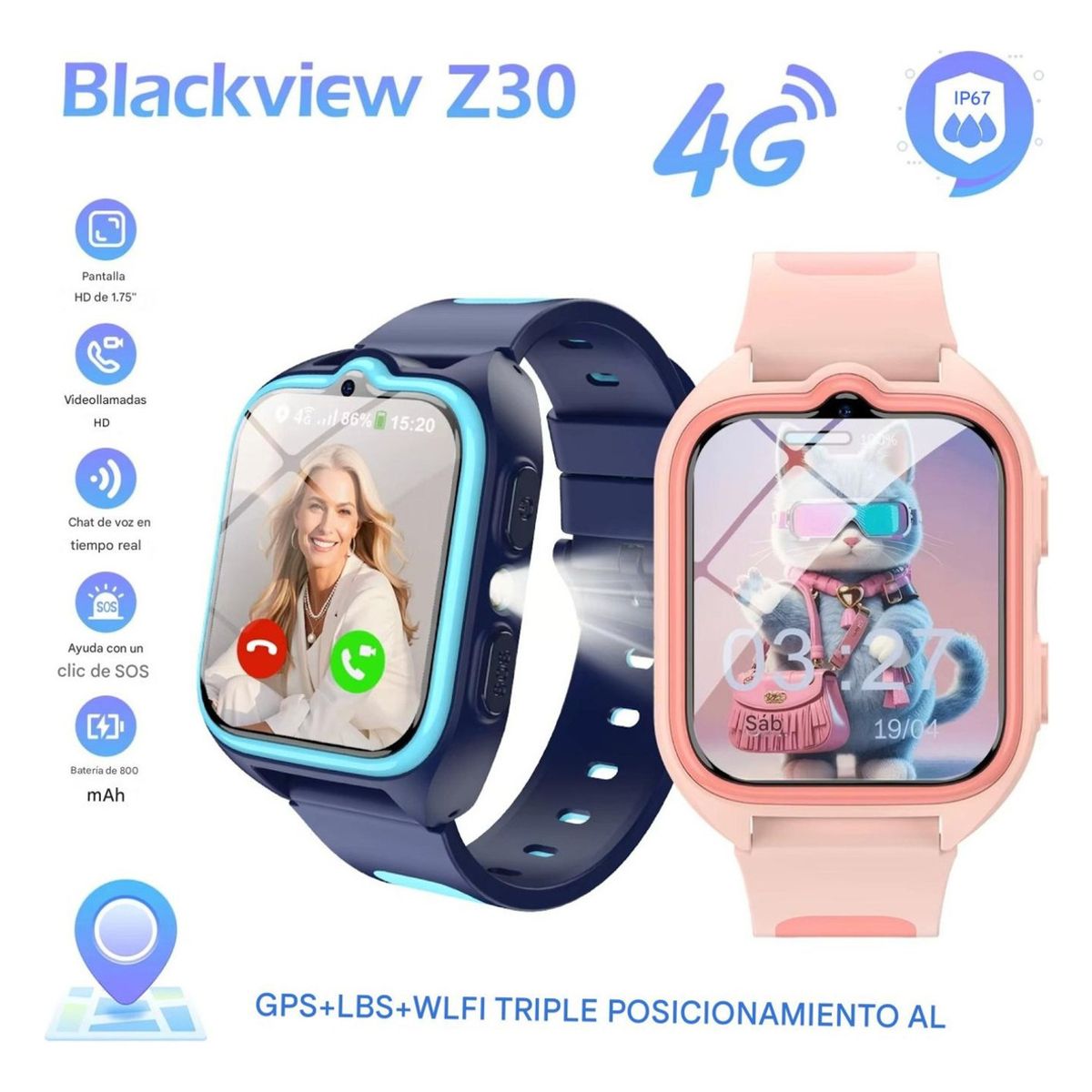 BLACKVIEW - Smartwatch Niños Blackview Z30 - 4g Gps Videollamada Sos  Color Azul
