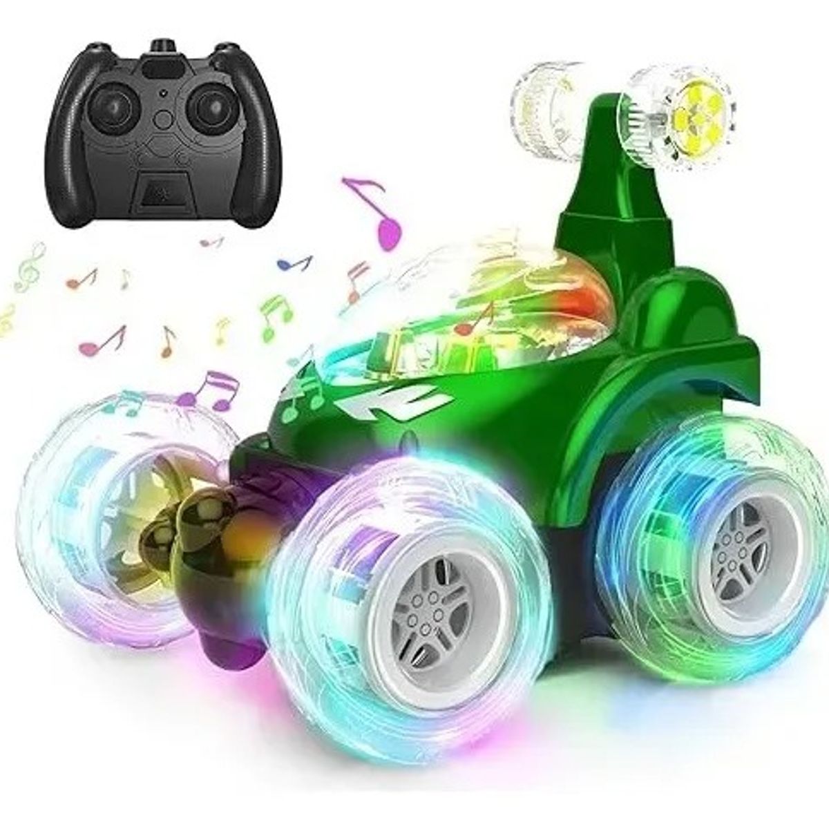 GENERICO - Auto Loco Crazy Car Luces Sonido Control Remoto Acrobatico Verde Auto Crazy