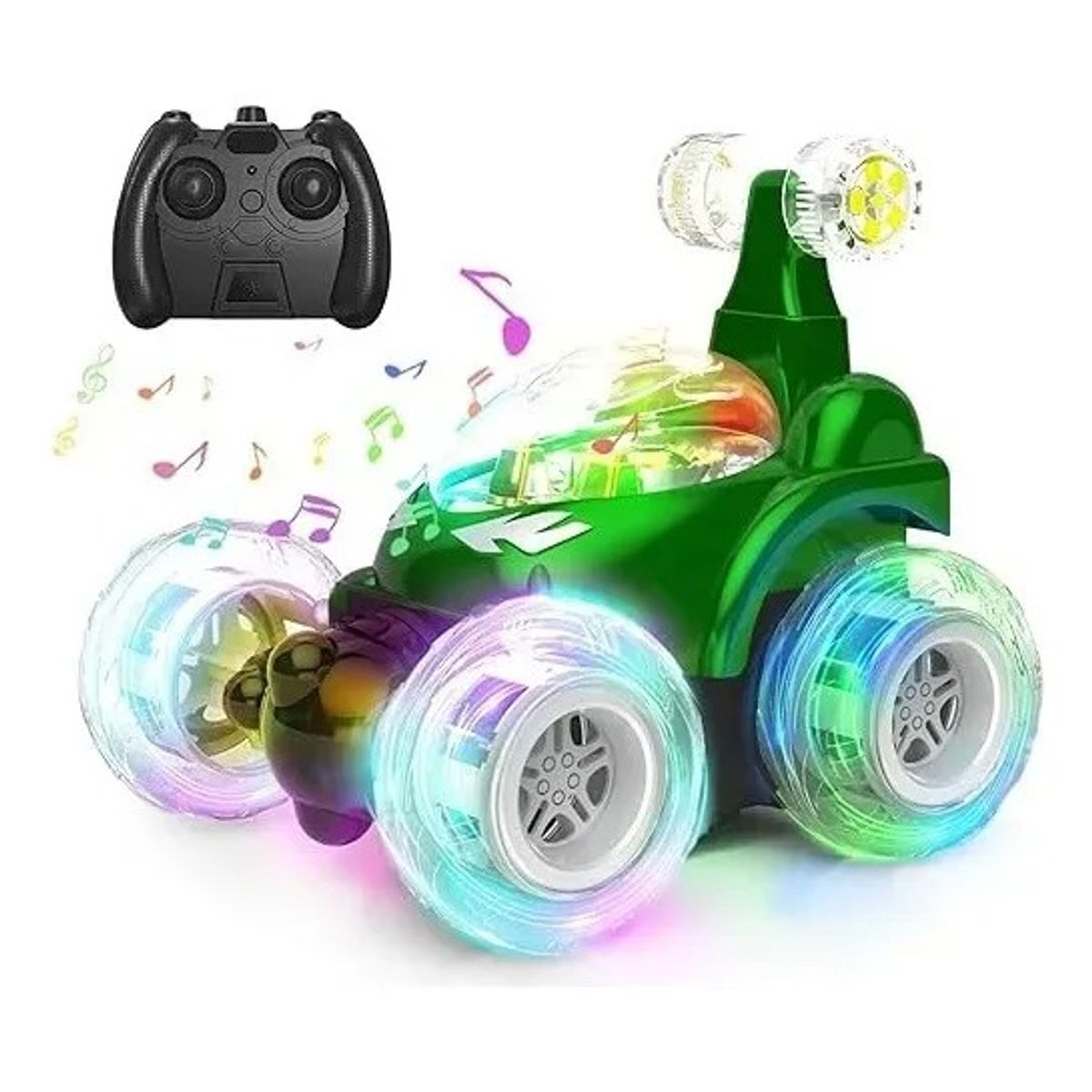 GENERICO - Auto Loco Crazy Car Luces Sonido Control Remoto Acrobatico Verde Auto Crazy