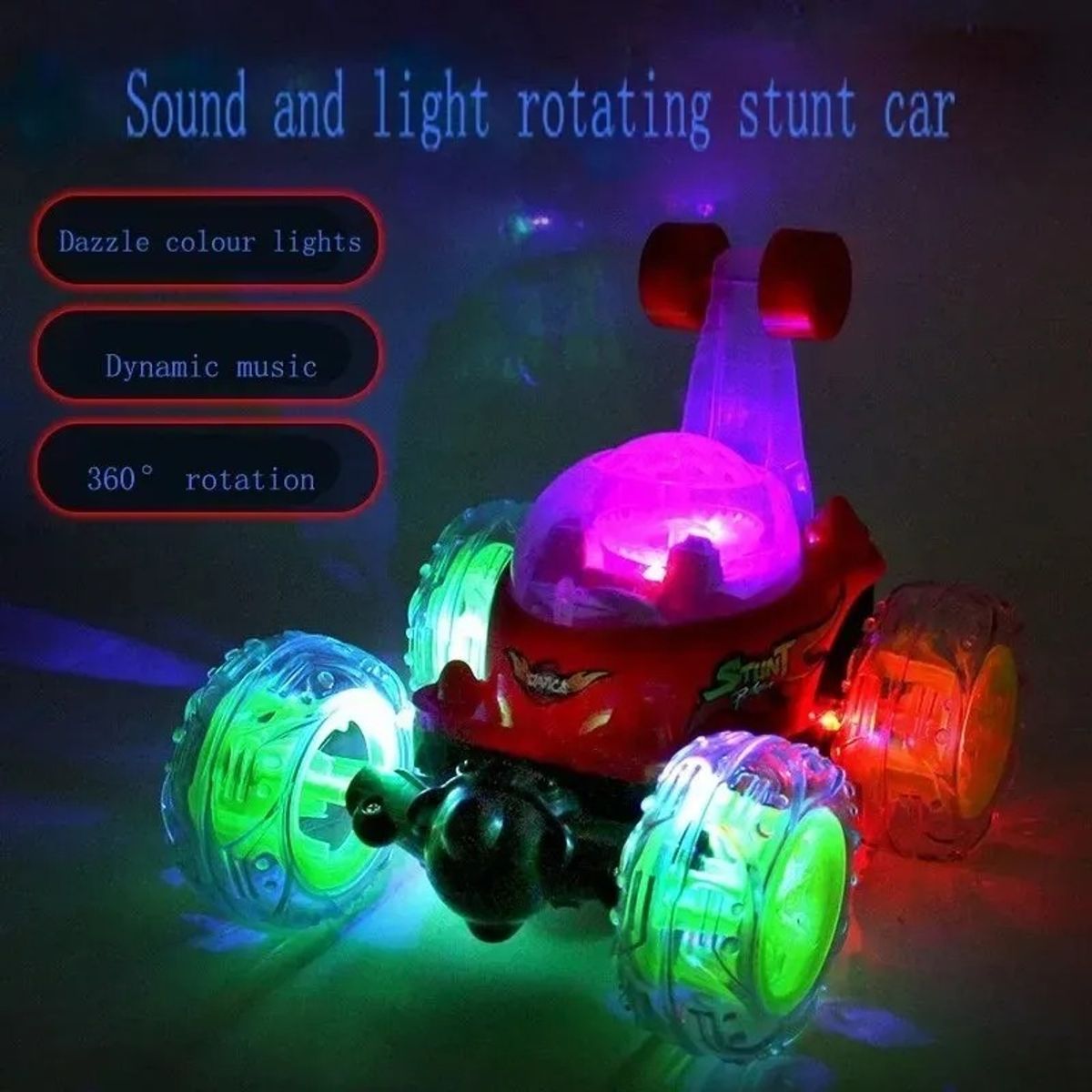 GENERICO - Auto Loco Crazy Car Luces Sonido Control Remoto Acrobatico Verde Auto Crazy