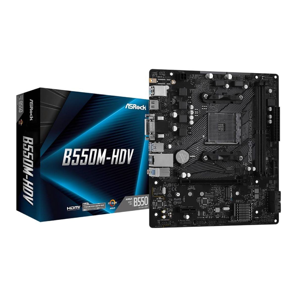 ASROCK - Placa Madre ASRock B550M-HDV, mATX, AM4