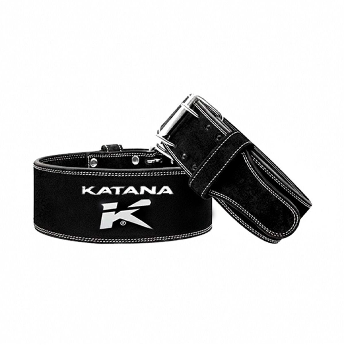 KATANA - Cinturón de Levantamiento Katana - Cuero Nubuck 10 cm WE-4B - Negro - Talla S