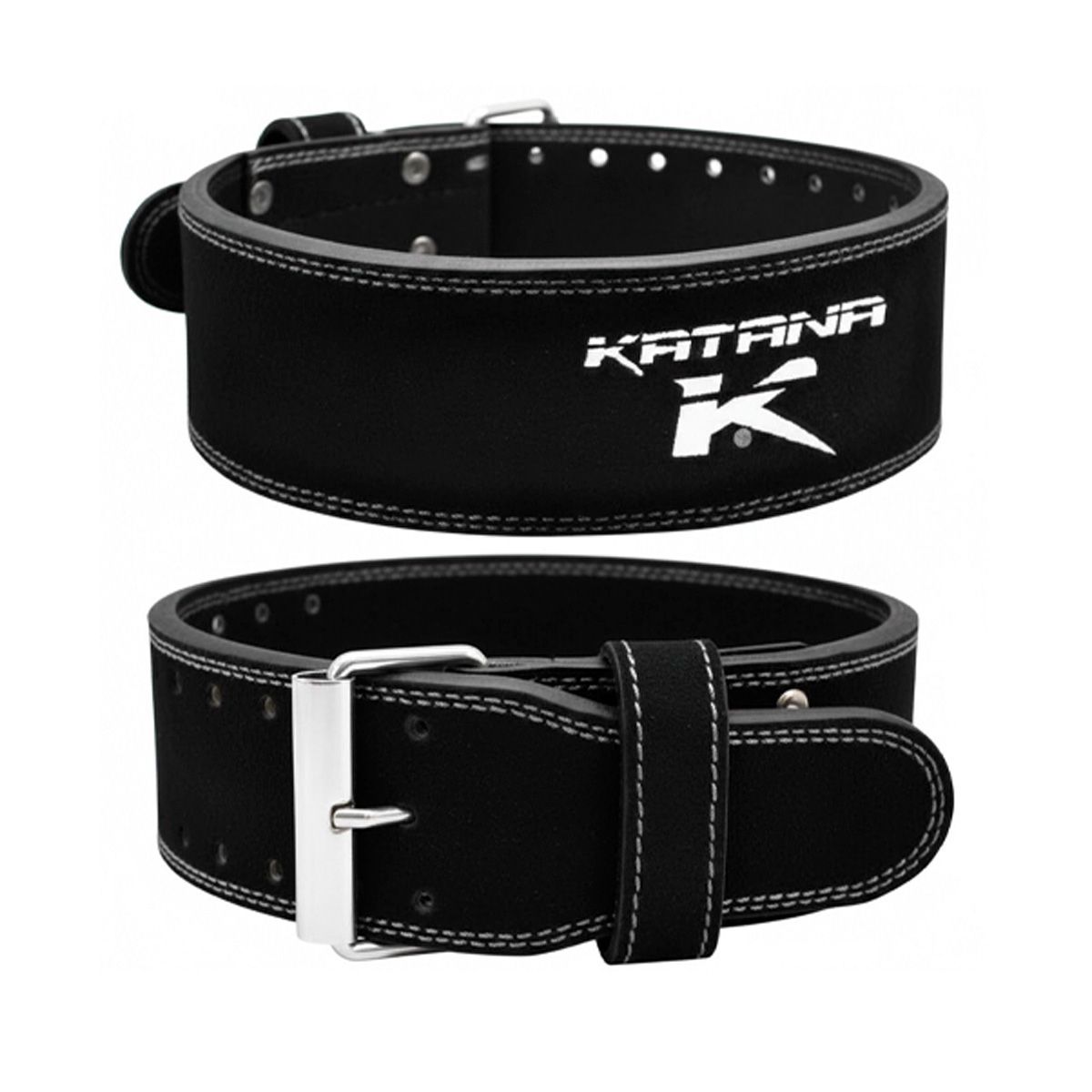 KATANA - Cinturón de Levantamiento Katana - Cuero Nubuck 10 cm WE-4B - Negro - Talla M