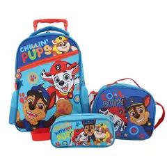 PAW PATROL - Pack 3 pcs Mochila - Lonchera - Estuche Azul para Niños