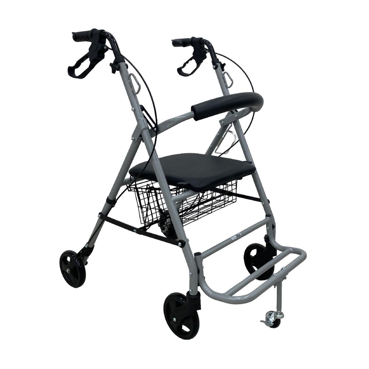 GLOMED - Andador Burrito Ortopédico Asiento y Rueda Delantera Gris