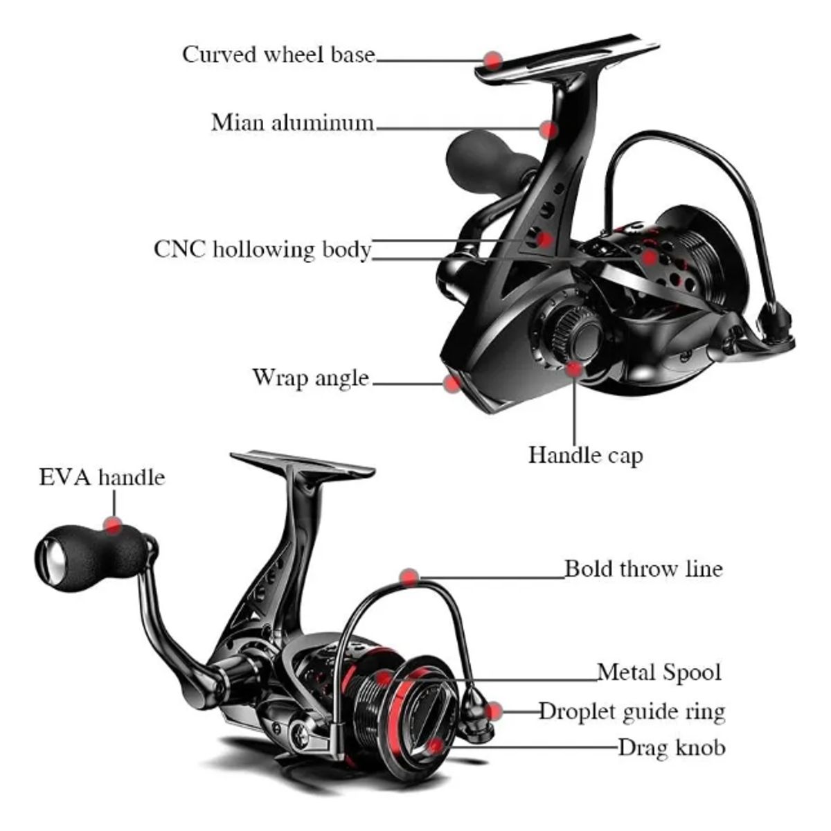 GENERICO - Reel Frontal Carrete Ashconfish Cf-4000 Derechoizquierdo