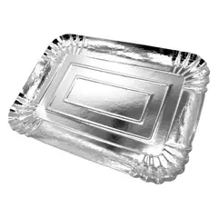 GENERICO - BANDEJA CARTON RECTANGULAR 25X35CM PLATEADO X1UNI
