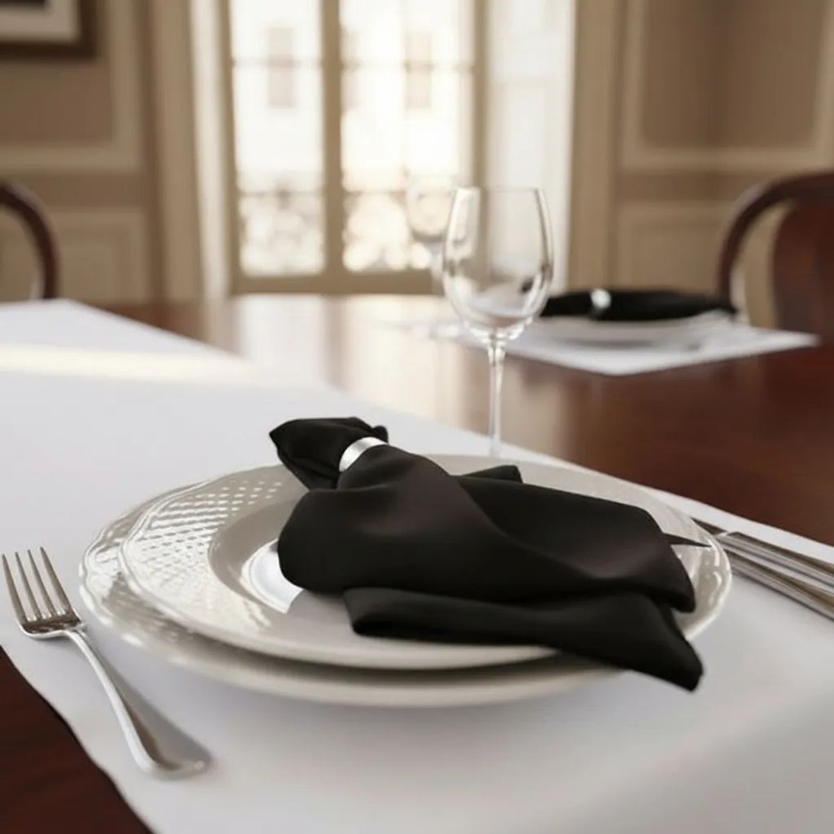 GENERICO - Pack de 20 servilletas de tela 30×30 cm Negro Intenso