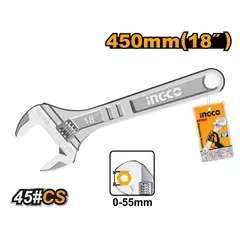 INGCO - Llave Francesa Ajustable 0-55mm 450mm/18 Hadw131182