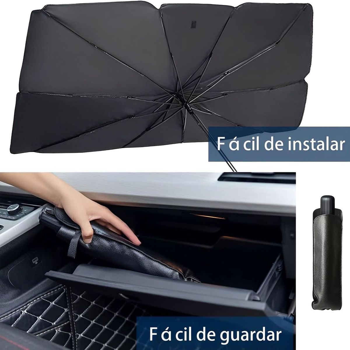 MOVI - Parasol plegable para Auto con filtro UV tipo paraguas