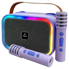 MLAB - Karaoke Infantil RGB con 2 Micrófonos Inalámbricos Lila My Lil Dual Voice