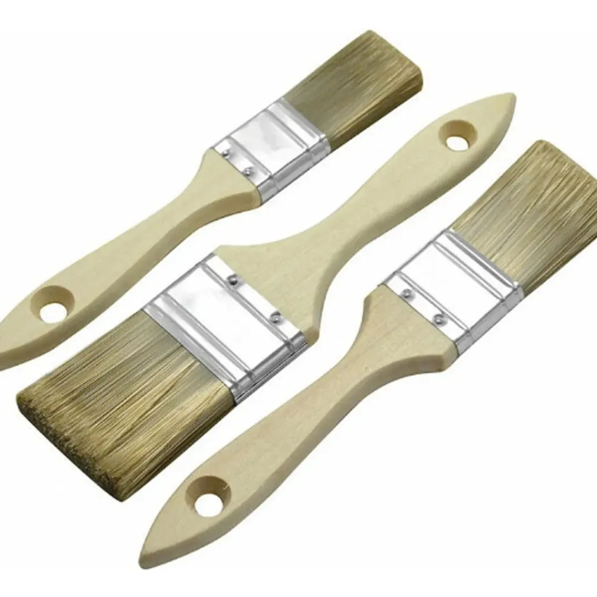 GENERICO - Set 3 Brochas Pintar 2 1/2 + 1 1/2 + 3/4 Pulgadas Beige