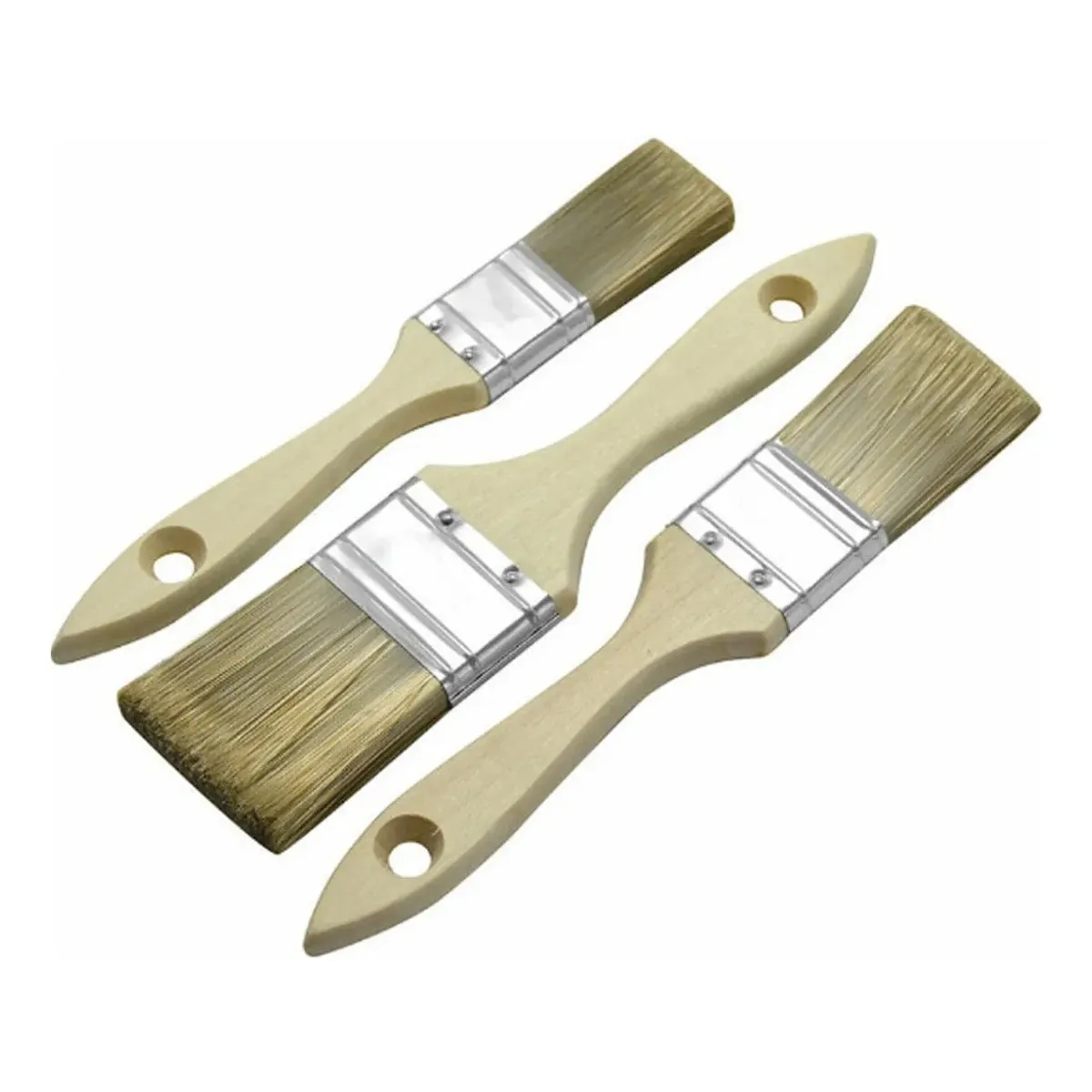 GENERICO - Set 3 Brochas Pintar 2 1/2 + 1 1/2 + 3/4 Pulgadas Beige