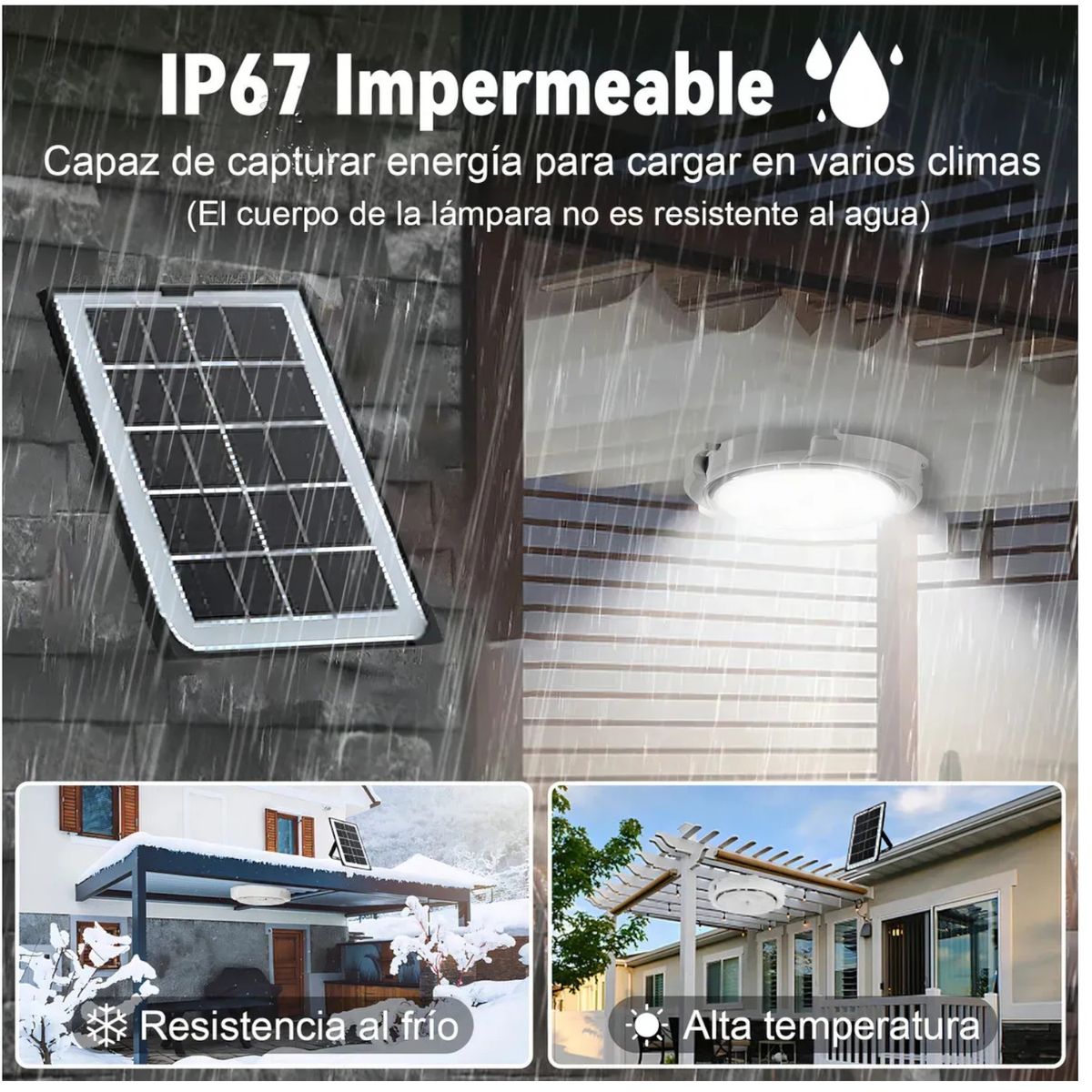 IRM - Lampara Plafon Solar Techo 500w Exterior Sensor Movimiento Control Remoto Blanco Frio FIGOIMPORT
