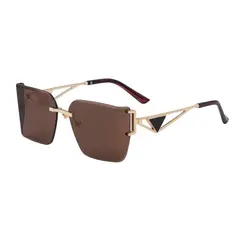 FANEL - Lentes de sol Fanèl Amber Dune HD UV400 Rimless geométrico dorado
