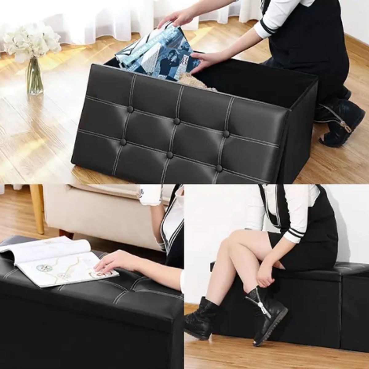GENERICO - Banqueta Baul Puff Baul Organizador Puff Sillon 76x38cm