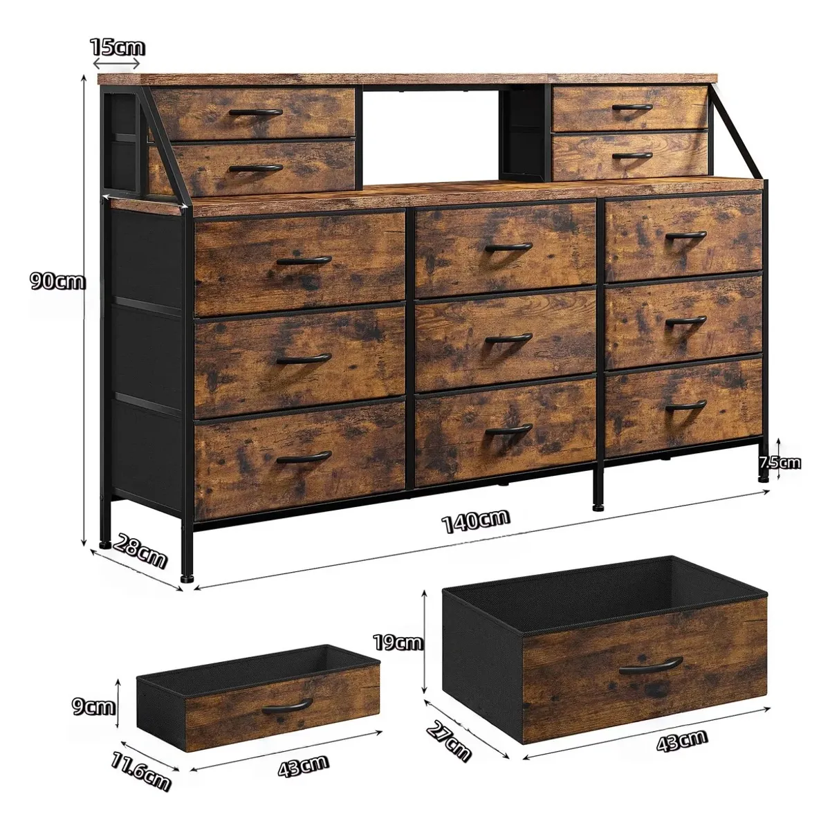 GENERICO - Cómoda Cajonera De Tela 13 Cajones Mueble Organizador Marrón