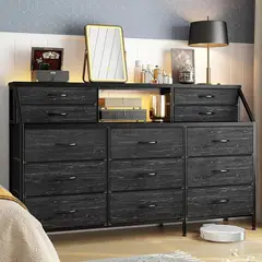 GENERICO - Cómoda Cajonera De Tela 13 Cajones Mueble Organizador Negro