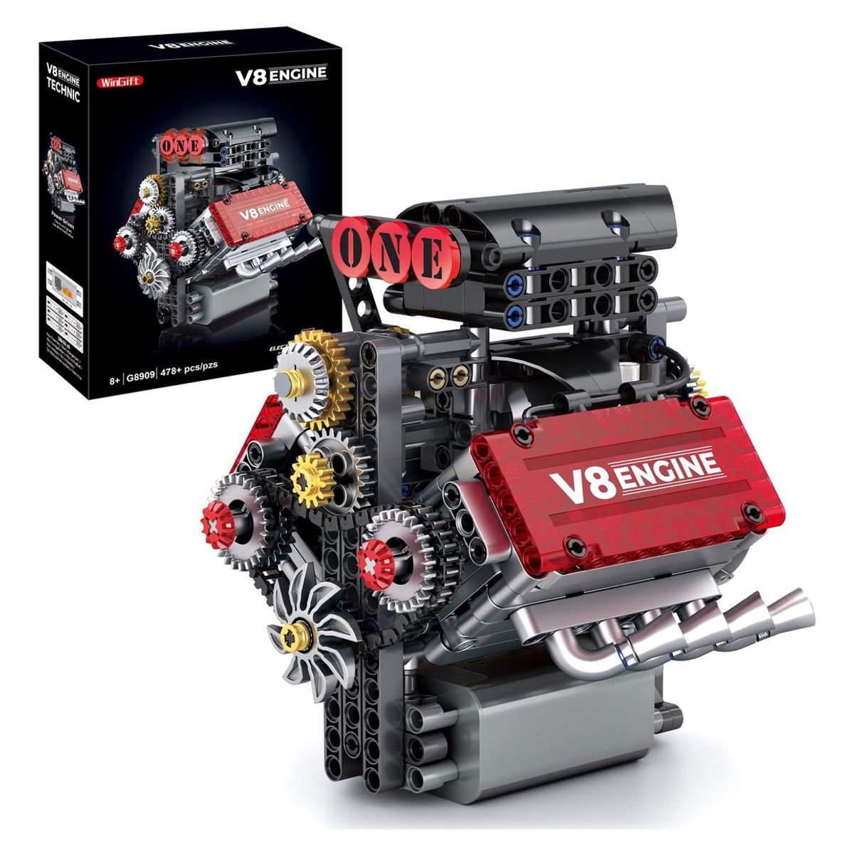 TOYUN TOYUN - Modelo De Motor V8 Armable 478 Piezas