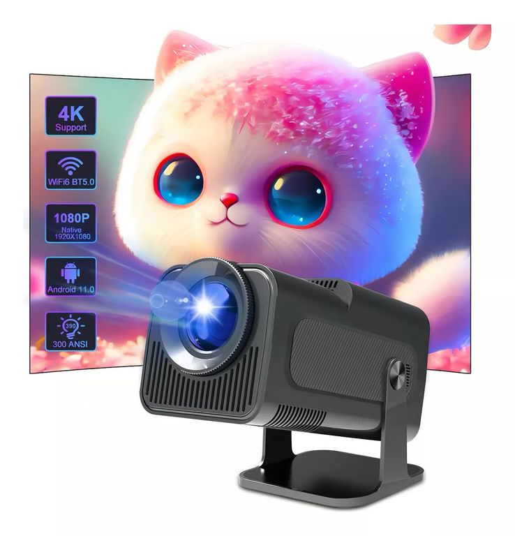 BLUEDREAMER Proyector inteligente compatible con resolución 1080P Full HD y 4K proyector para exteriores