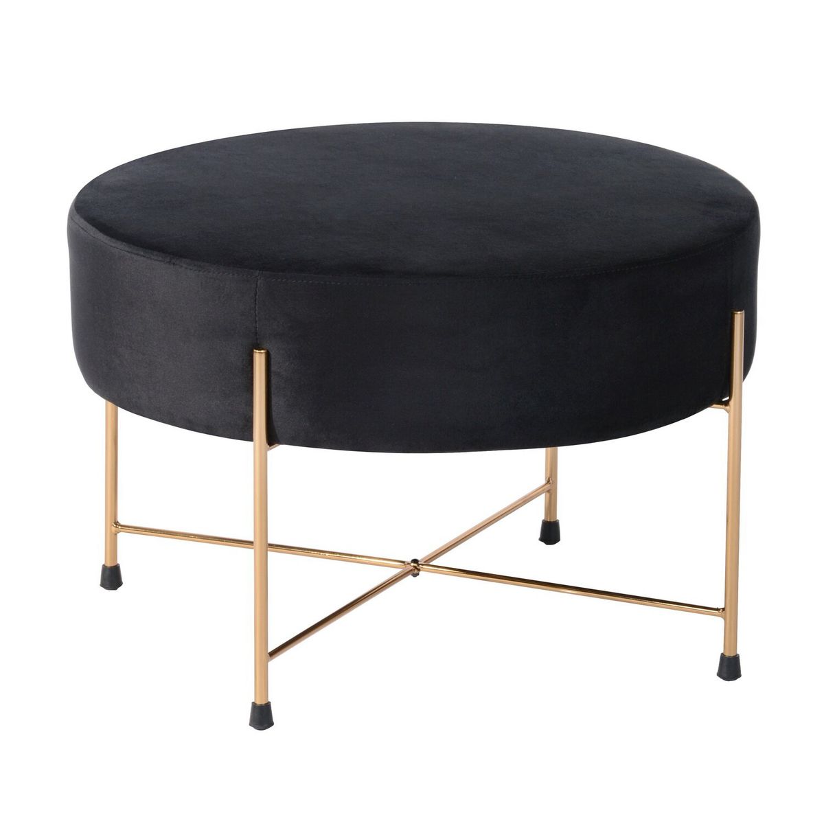 NOVAHUS - Banqueta Ottoman Pouf Ankara de Terciopelo Negro