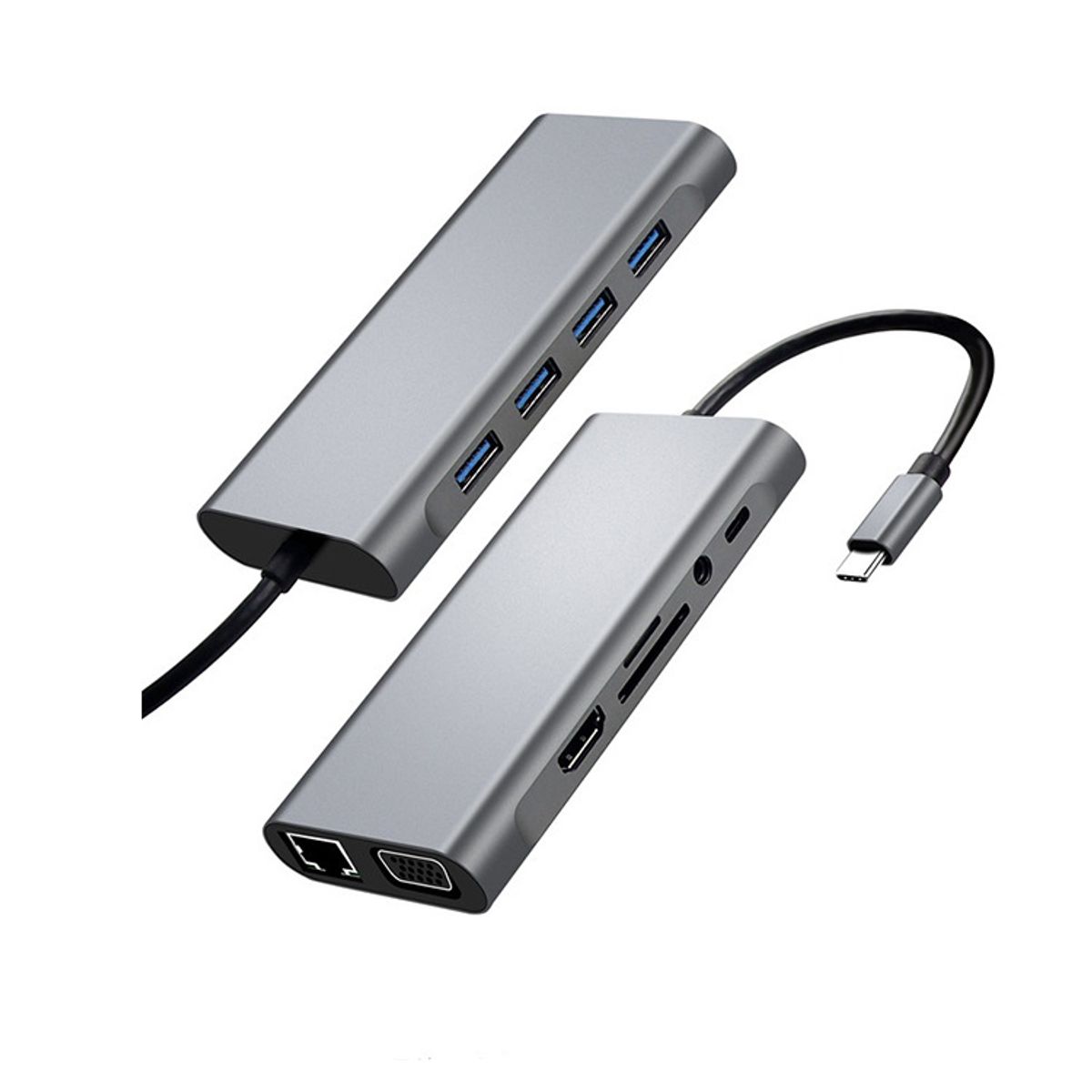 GENERICO - Hub Adaptador USB-C 11 En 1 Multipuertos 4K 100 Mbps