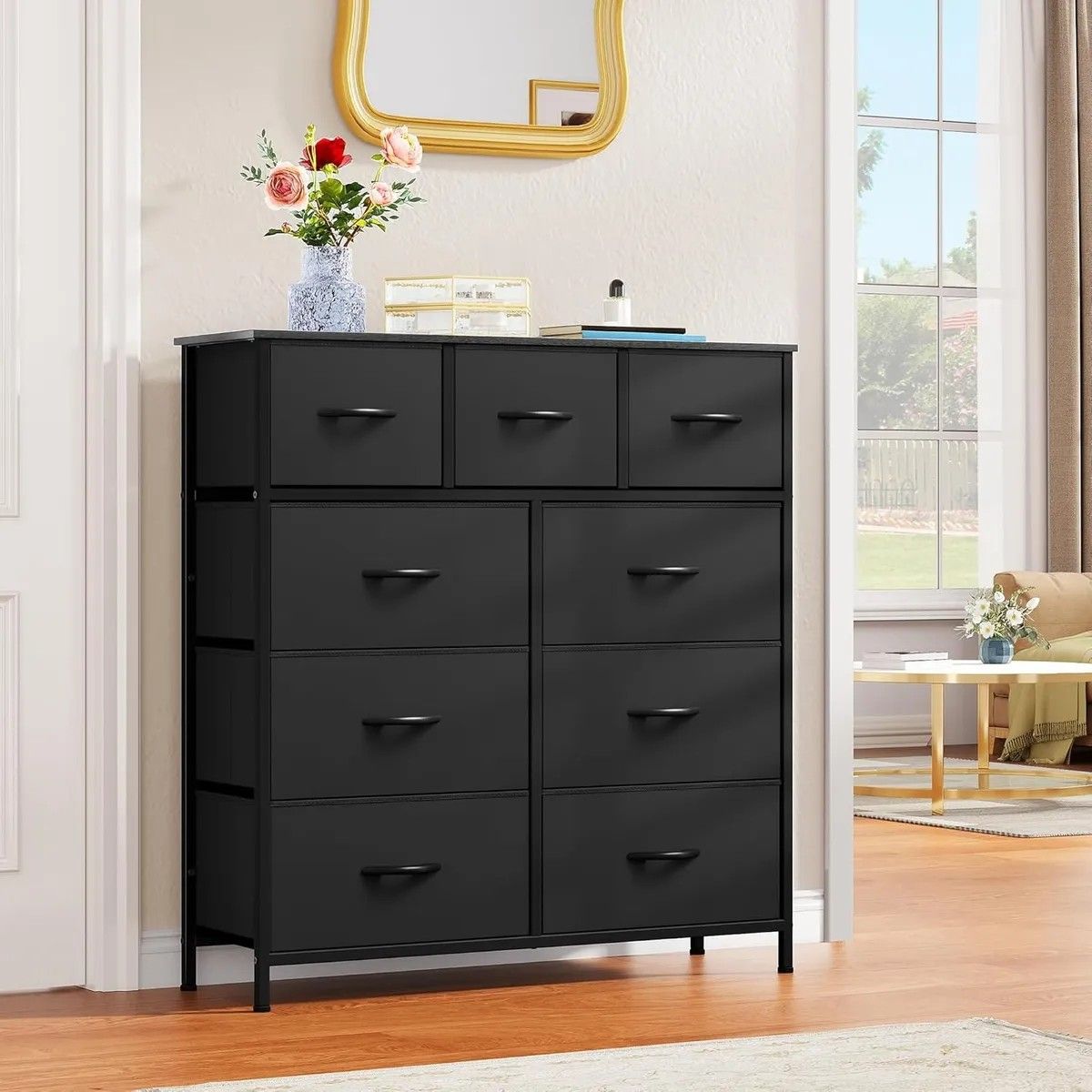 Cómoda Plegable De Tela Con 9 Cajones En Mdf Negro, marca GENERICO - Foto Principal