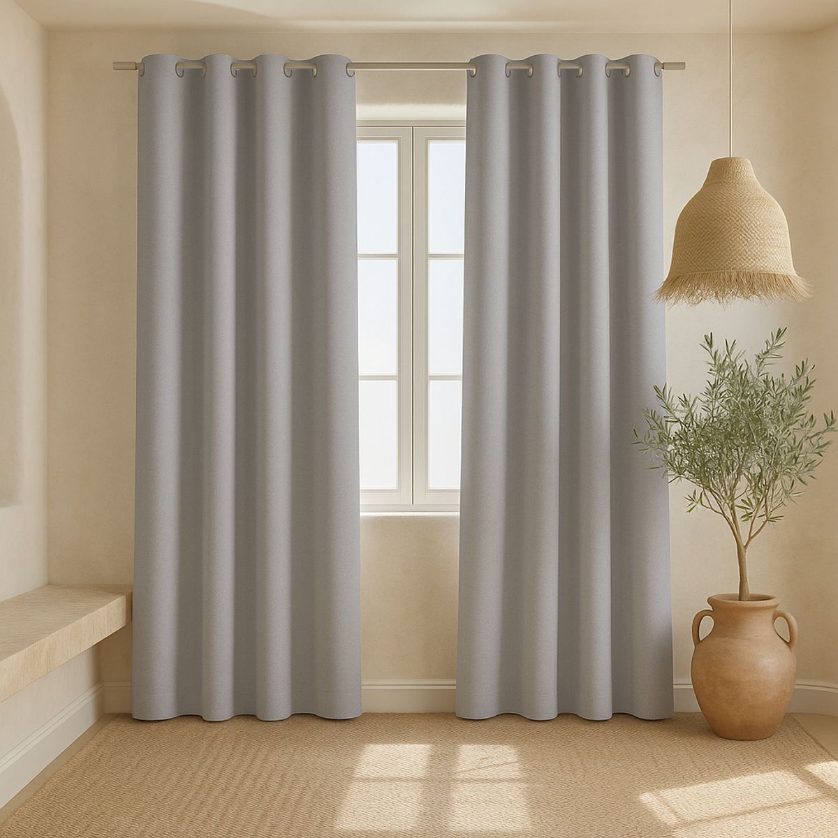 ARMONIA - Cortina Blackout Gris 2 Paños Forro Negro N°106