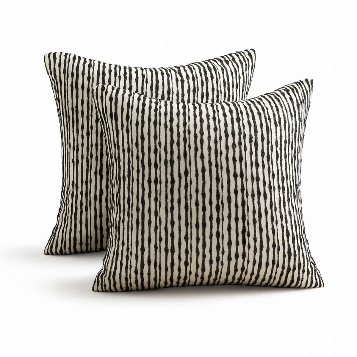 ARMONIA - Pack 2 Fundas Decorativas Chenille Negra 45x45cm Elegante 785