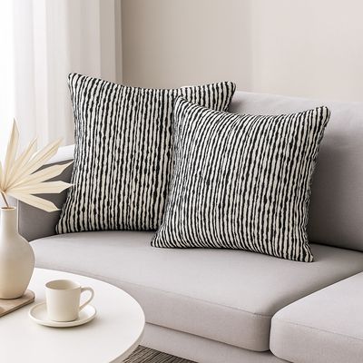 Imagen 2 del producto Pack 2 Fundas Decorativas Chenille Negra 45x45cm Elegante 785