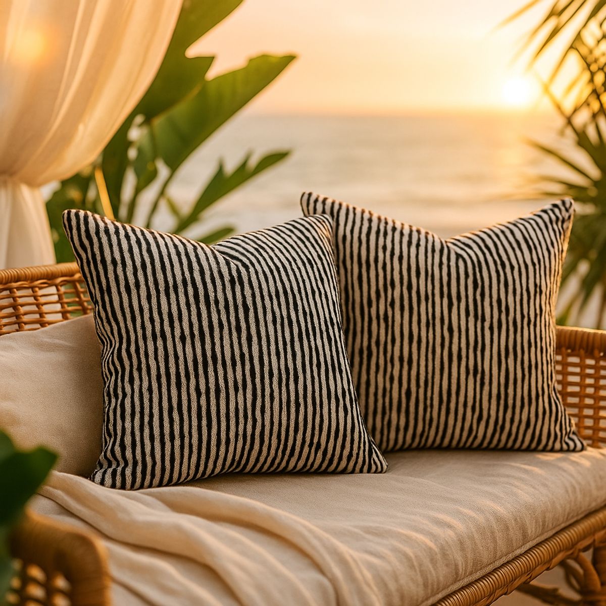 ARMONIA - Juego 2 Fundas Negra Decorativa 45x45cm Estilo Chenille 785