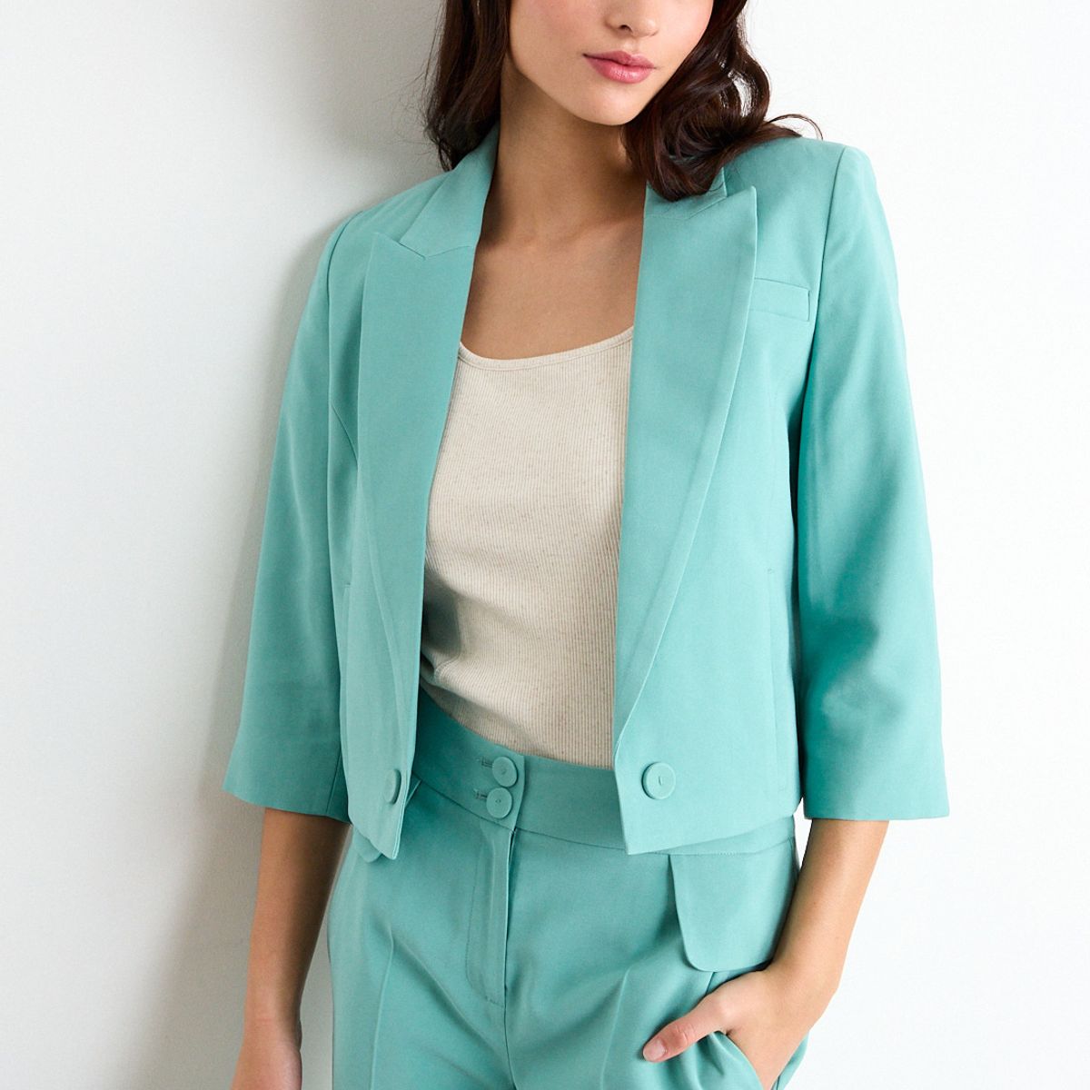 IO - Blazer Liso Mujer Celeste Io