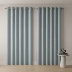 ARMONIA - Cortina Blackout Decorativa Gris 2 Paños Forro Blanco N°113 7EF